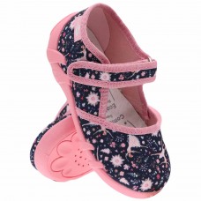 13 Евро! Детски Анатомични ДИШАЩИ BareFoot Обувки / Пантофки RENBUT 13-105/100  (Балеринки) , с Лепка и Кожени стелки. за Момичета
